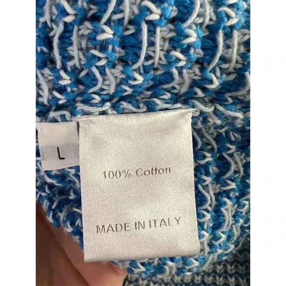 Leggiadro Women's Blue Herringbone Cardigan Sweater Size L - Picture 8 of 11